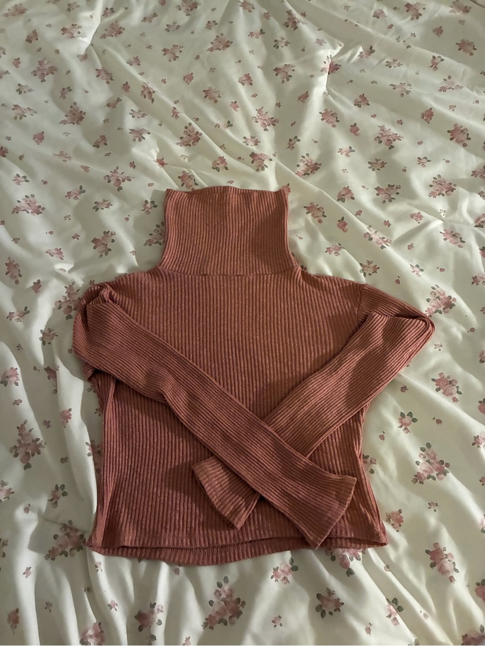 Better Be Ribbed Cowl Neck Sweater in Dusty Rose